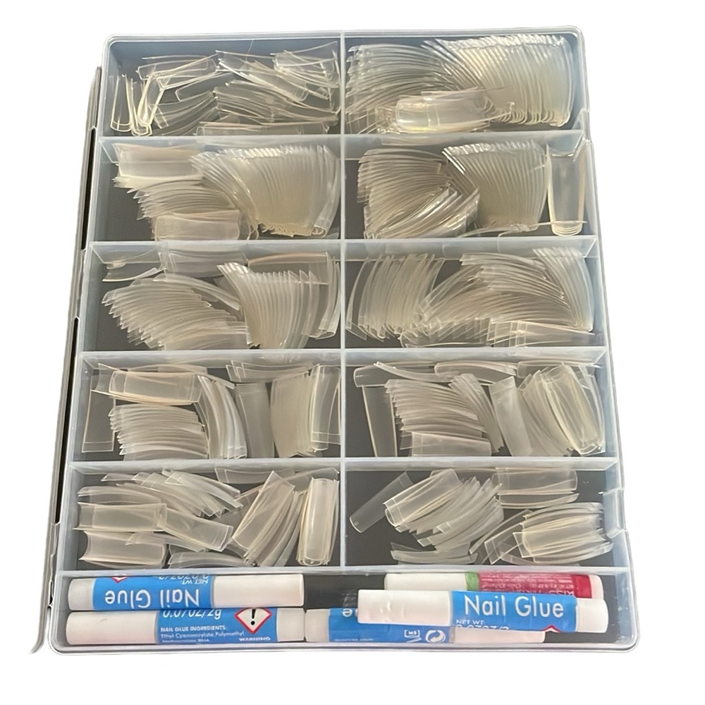 Nail Tips Salon Set Sizes 1-10 Fake Nails Full 100’s Nails Multi Size Manicure